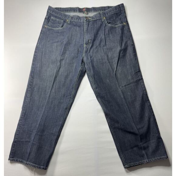 Corked Jeans Men's Wide Leg Baggy Embroidered Pocket Blue Jeans - Size 40x28 - Picture 1 of 6